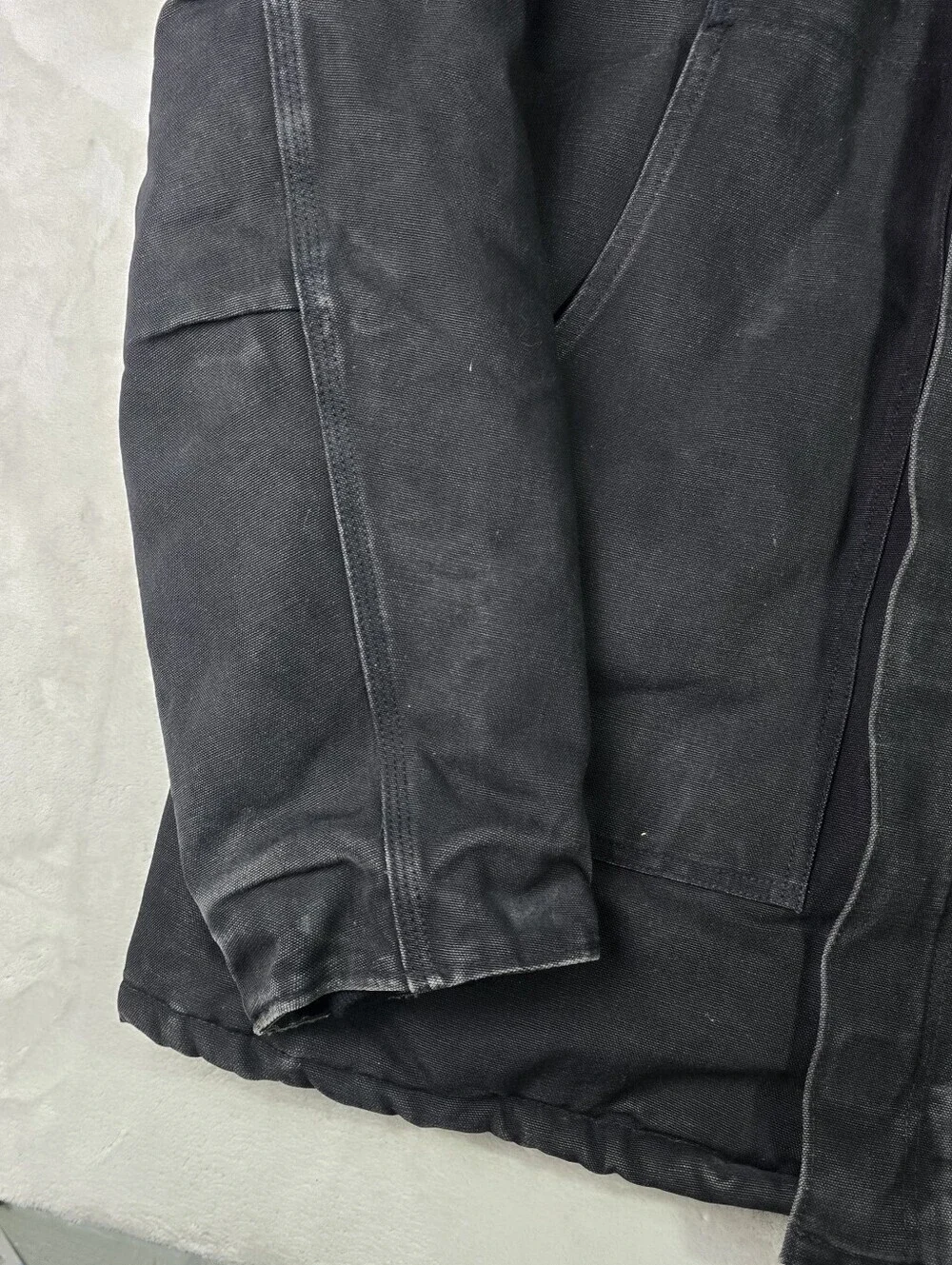 Vtg Carhartt Hooded Jacket Mens 54 Tall Black Arctic Canvas Chore Quilted C03
